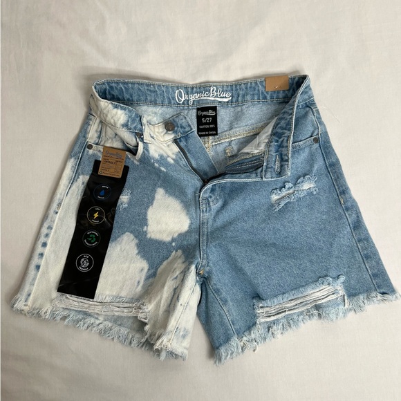 Organic Blue Jean Shorts Women’s Size 5 Cut Off Distressed Pockets Denim Cotton - Picture 2 of 10